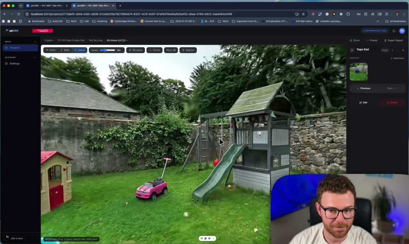Drone-mode navigation of a Lixel K2 gaussian splat scan in pin360